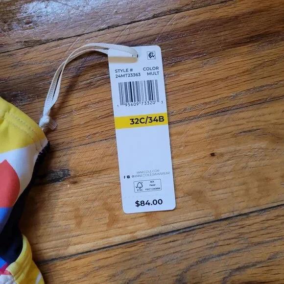 Anne Cole Women's Underwire Tankini Top Coloful Leaf Print Size 32C / 34B - Picture 7 of 12